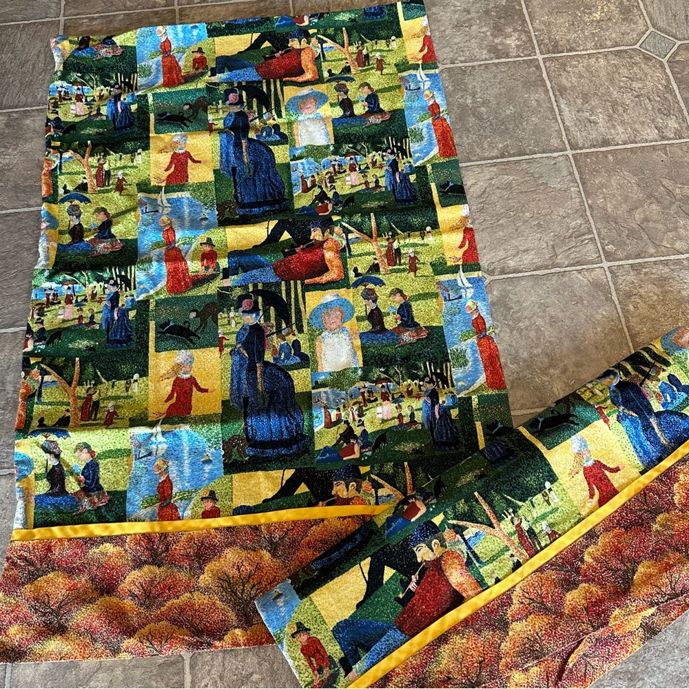 2 Abstract Handmade Pillowcases Georges Seurat Pointillism Artwork Fabric